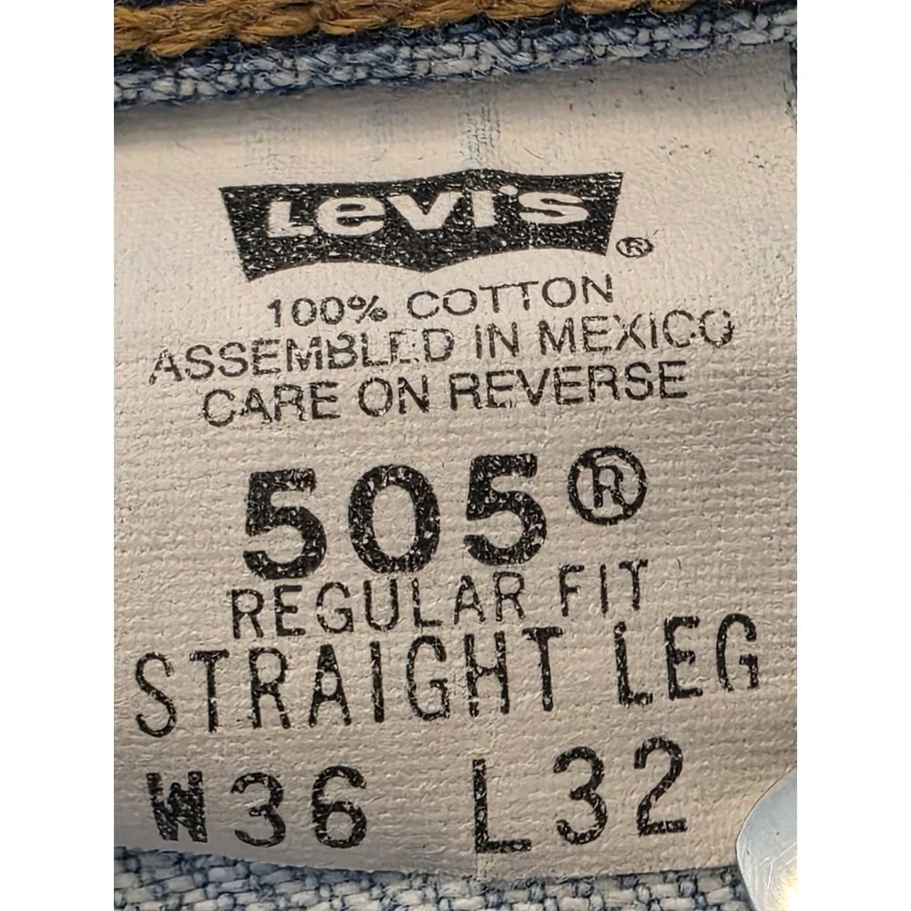 Levi's 505 Men's Cotton Vintage 1999‎ Jeans - Light Stonewash,36×32 Straight Leg